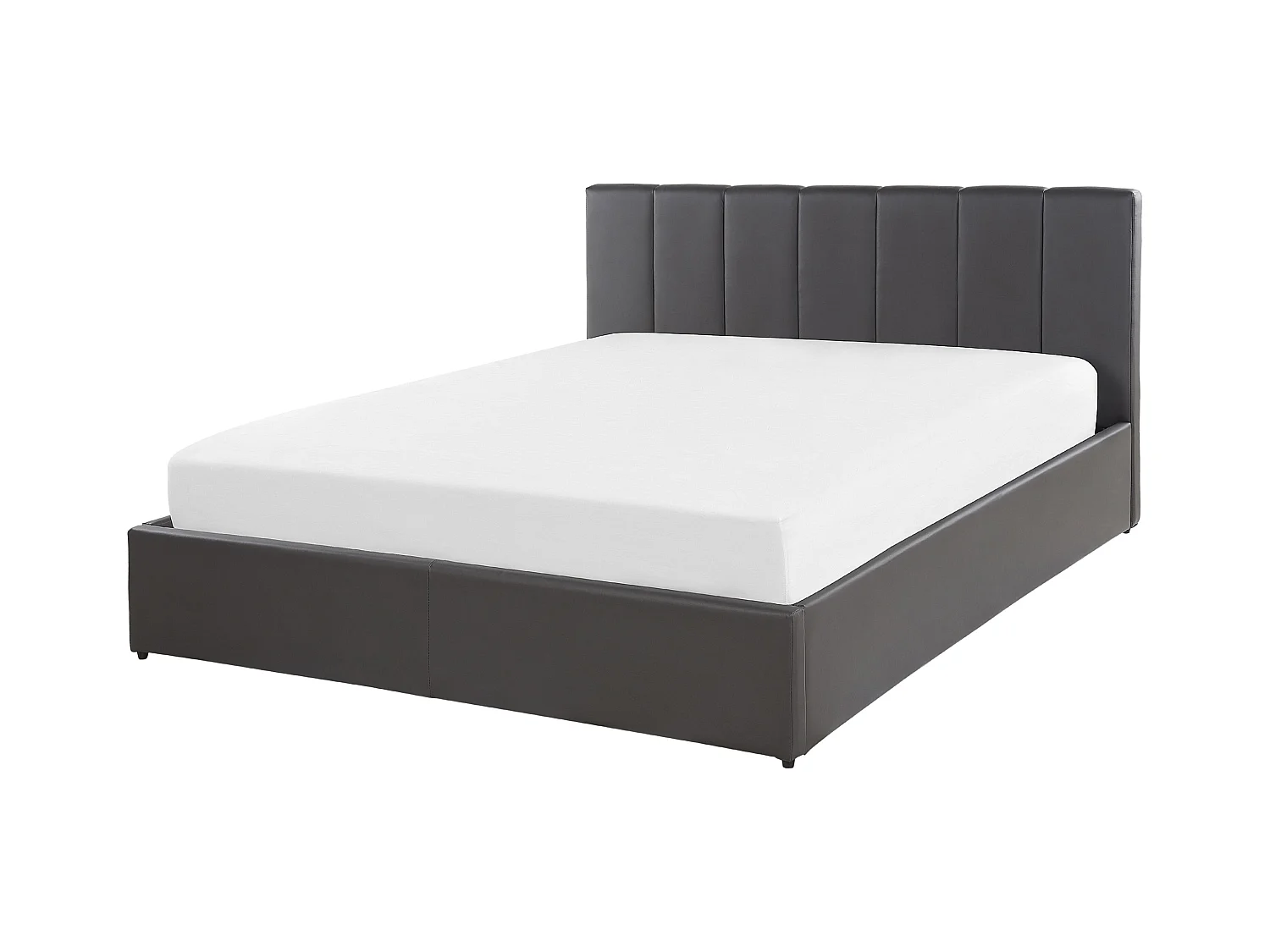 Lit ottoman Cuir PU DREUX 140 x 200 cm Gris foncé