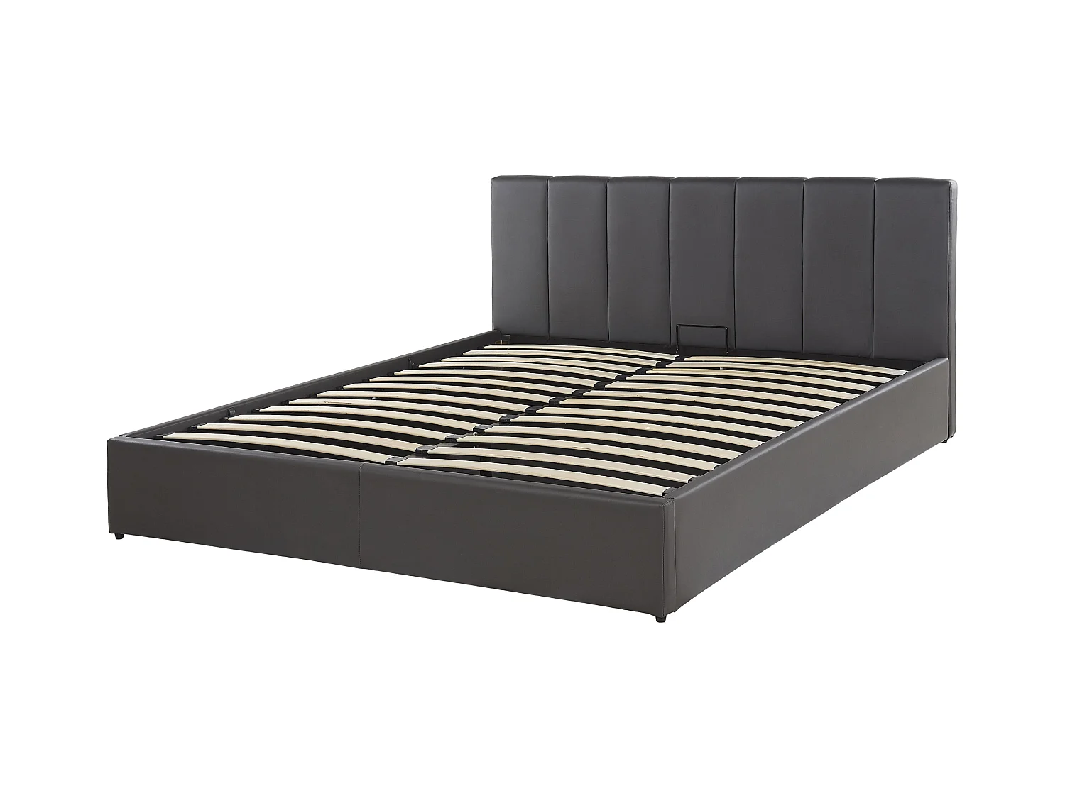 Lit ottoman Cuir PU DREUX 140 x 200 cm Gris foncé