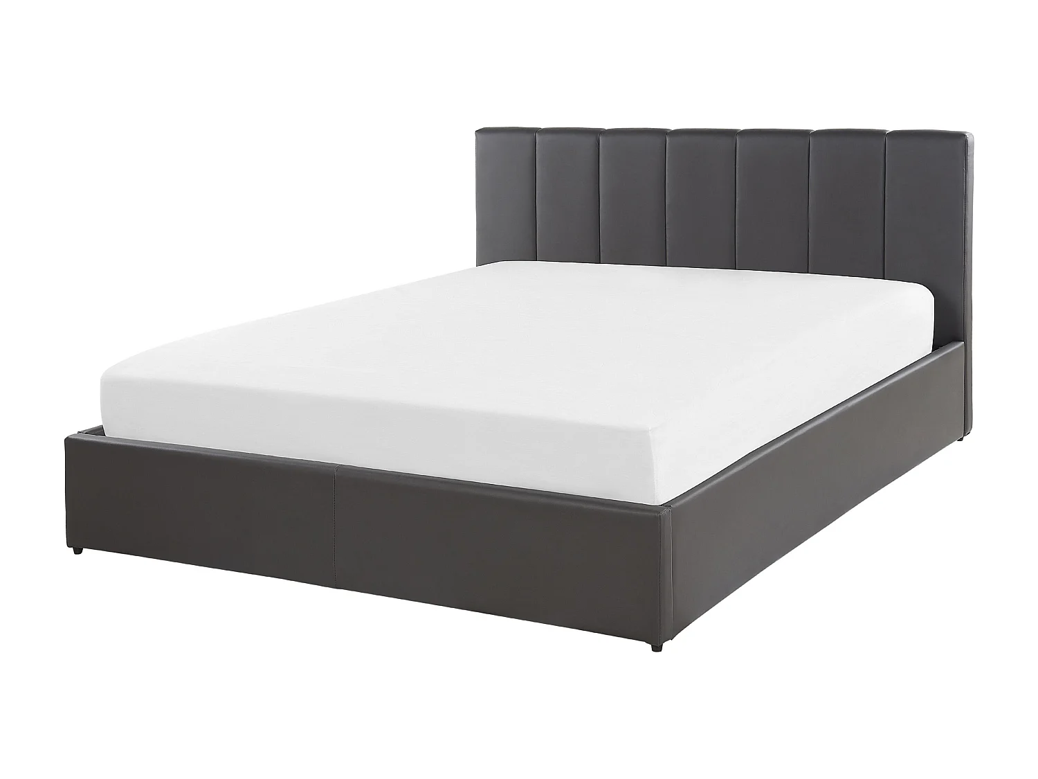 Bed met opbergruimte Kunstleer DREUX 140 x 200 cm Donkergrijs