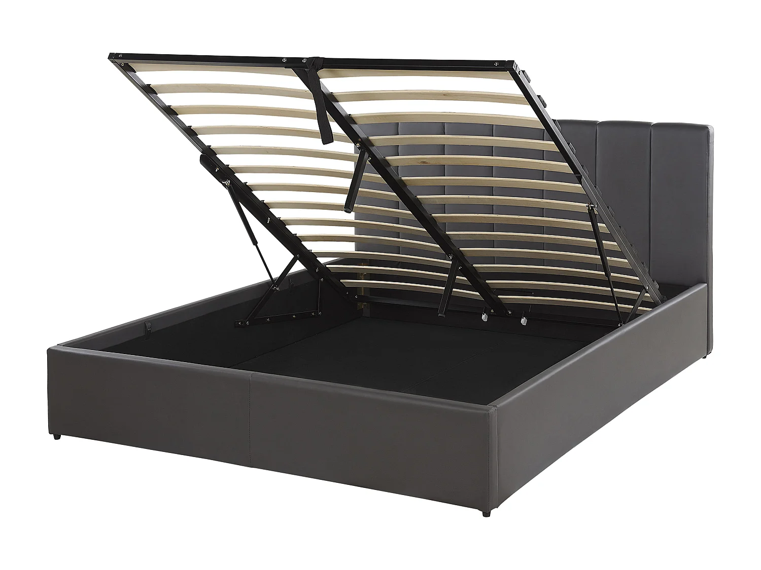 Bed met opbergruimte Kunstleer DREUX 140 x 200 cm Donkergrijs