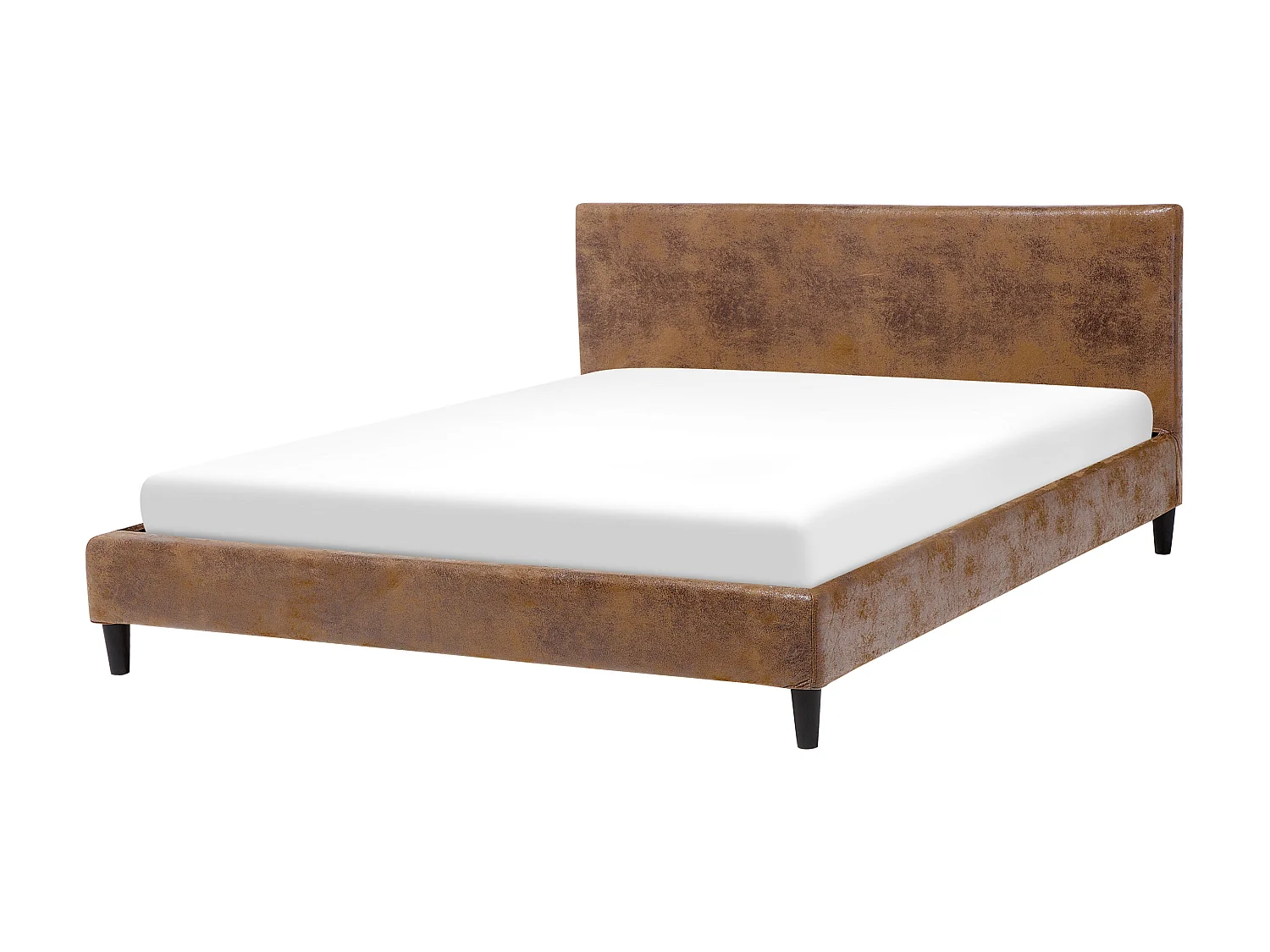 Lit avec sommier Cuir PU FITOU 160 x 200 cm Marron
