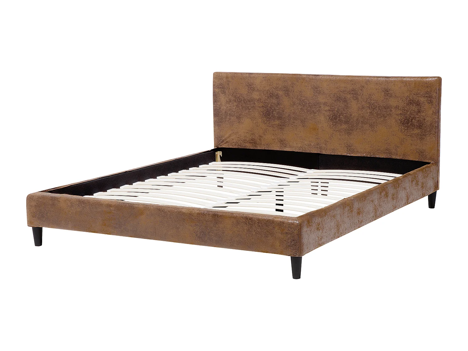 Lit avec sommier Cuir PU FITOU 160 x 200 cm Marron