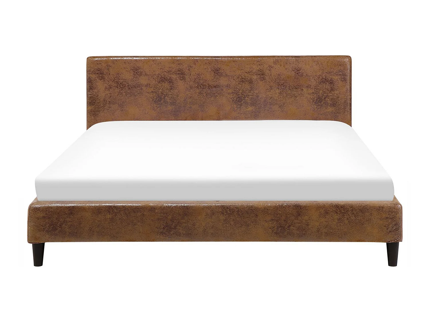 Lit avec sommier Cuir PU FITOU 160 x 200 cm Marron