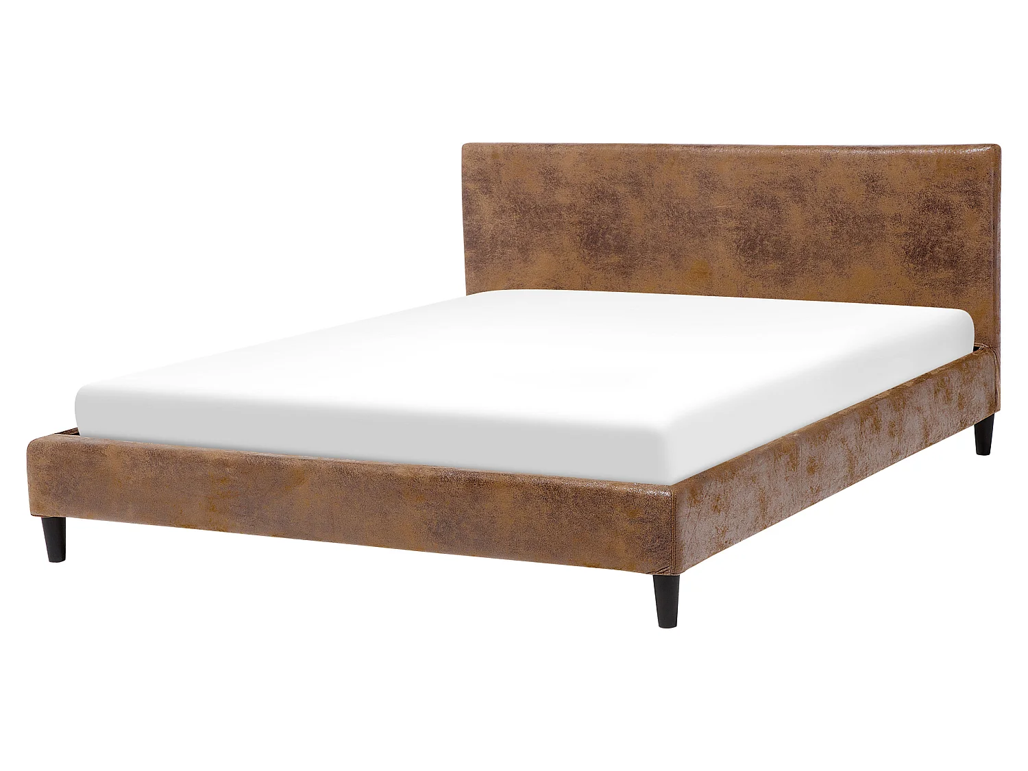 Modernes Doppelbett abnehmbarer Polsterbezug 160 x 200 cm Lederoptik braun Fitou