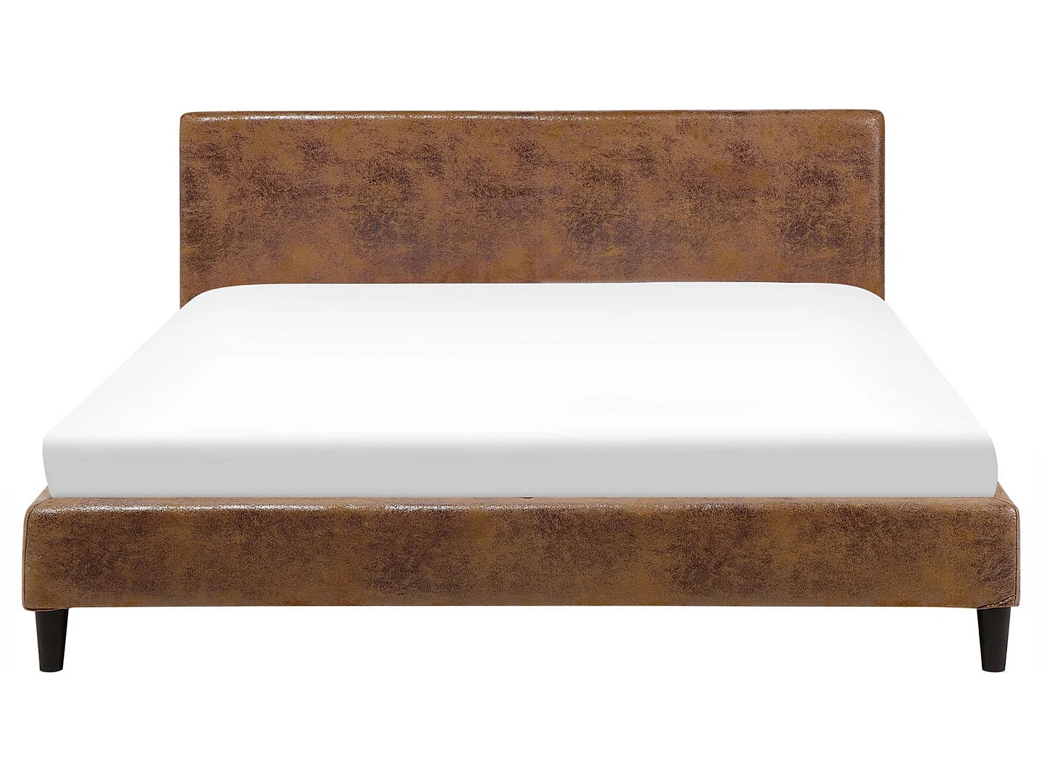 Modernes Doppelbett abnehmbarer Polsterbezug 160 x 200 cm Lederoptik braun Fitou