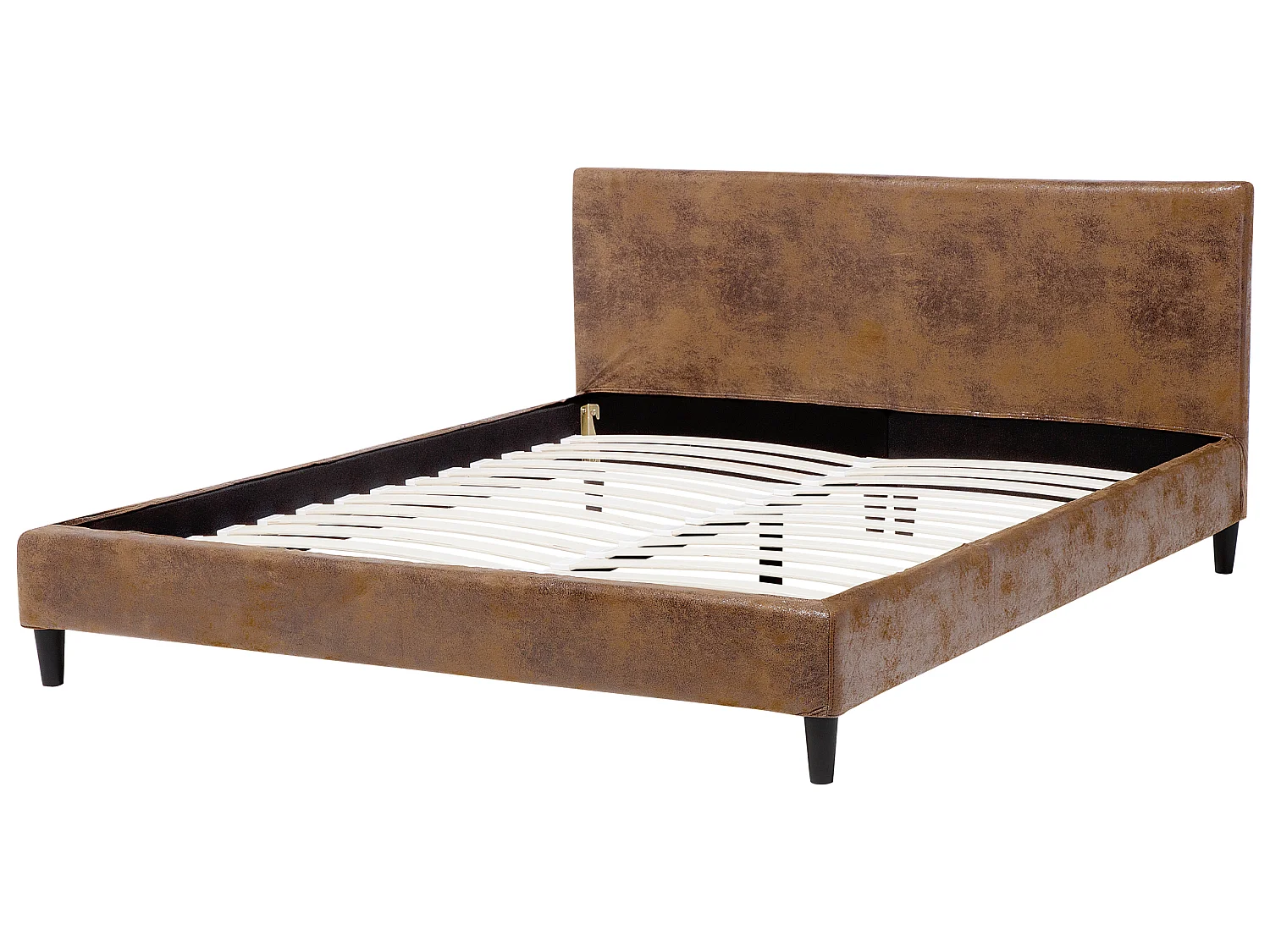 Lit avec sommier Cuir PU FITOU 160 x 200 cm Marron
