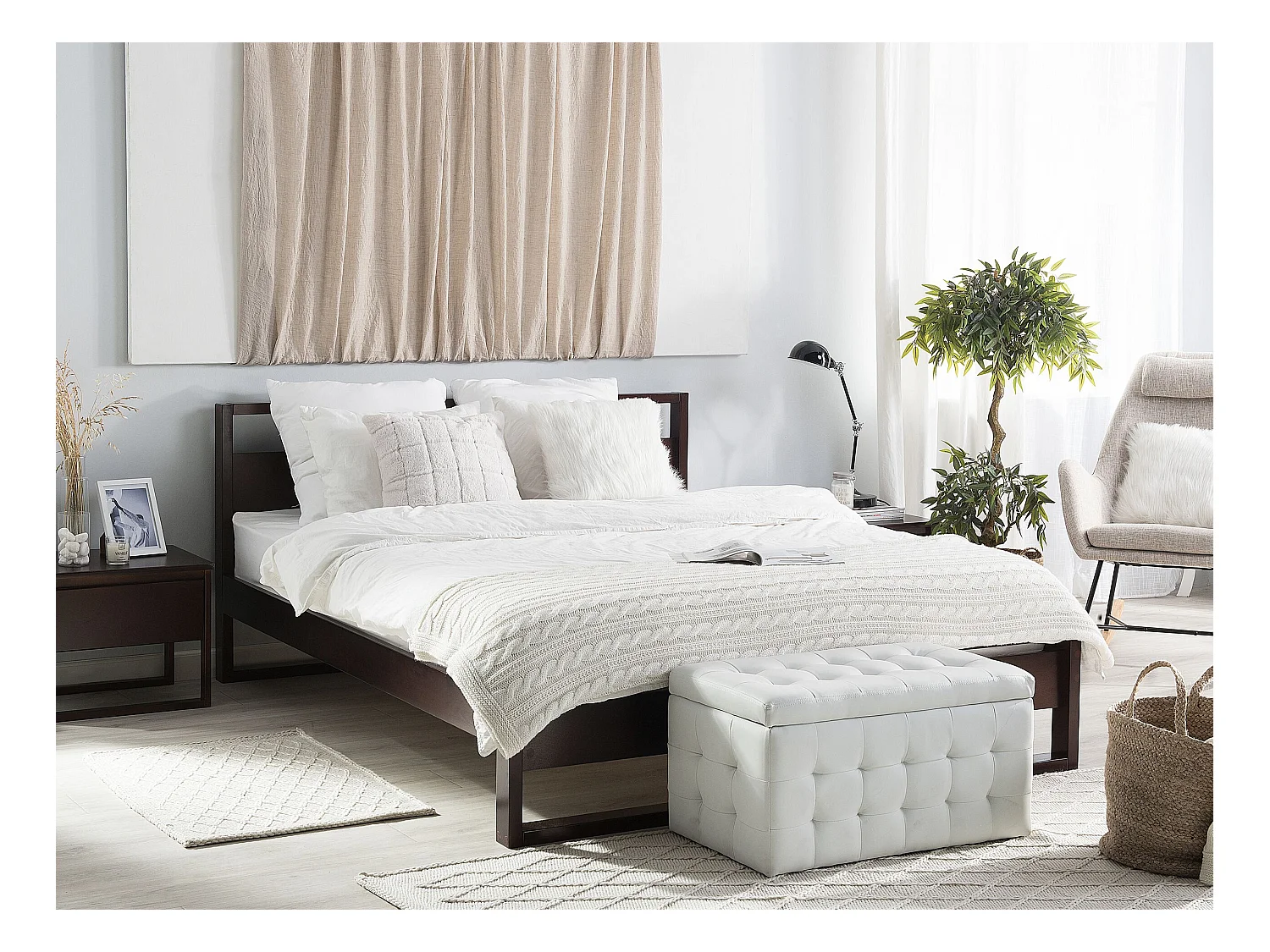 Lit avec sommier Bois de pin GIULIA 160 x 200 cm Marron foncé