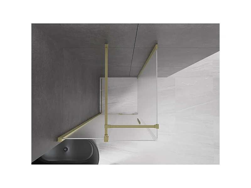 Mexen Velar schuifbare douchecabine 100 x 100 cm, ijs, goud geborsteld - 871-100-100-31-55