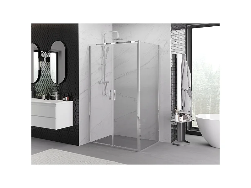 Mexen Exo douchecabine met openslaande deur 100 x 90 cm, transparant, chroom - 814-100-090-01-00
