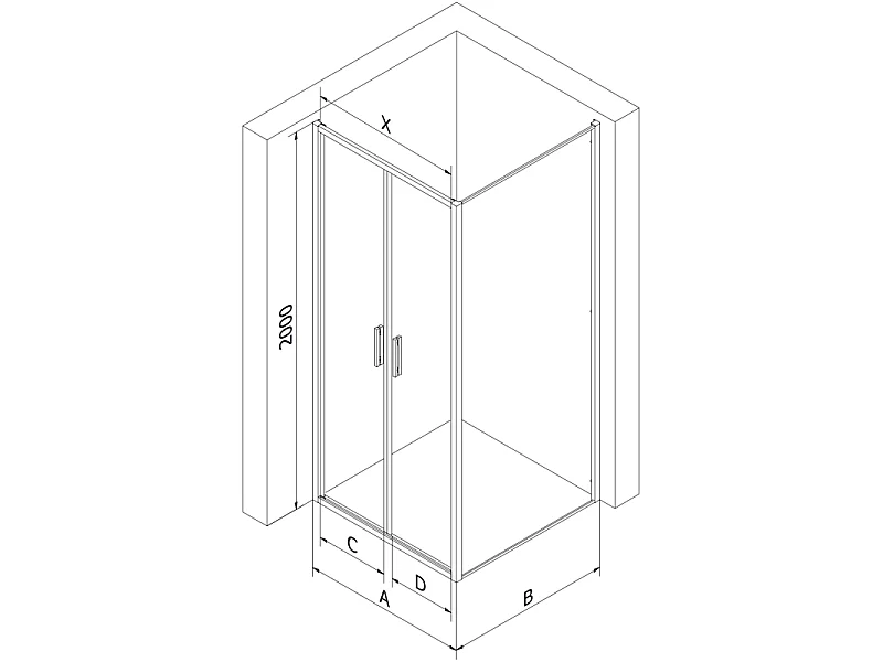 Mexen Exo douchecabine met openslaande deur 100 x 90 cm, transparant, chroom - 814-100-090-01-00