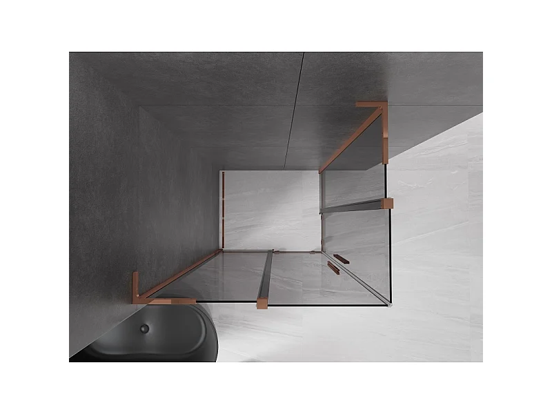 Mexen Velar L Duo sliding shower cabin 100 x 90 cm, graphite, rose gold - 871-100-090-02-43-60