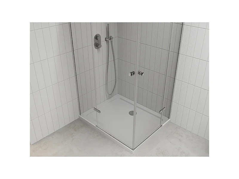Mexen Roma Duo shower enclosure with hinged doors 80 x 70 cm, transparent, chrome + Flat tray - 854-080-070-01-02-4010