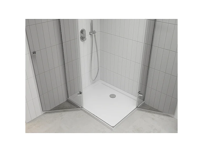 Mexen Roma Duo shower enclosure with hinged doors 80 x 70 cm, transparent, chrome + Flat tray - 854-080-070-01-02-4010