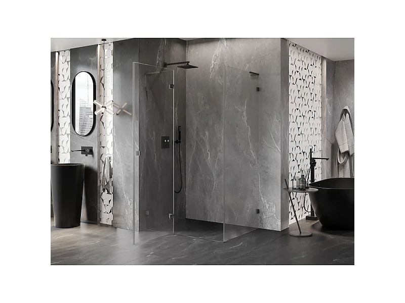 Mexen Lunar L cabine de douche pivotante gauche 80 x 90 cm, transparent, métal canon - 834L-080-090-95-00-L