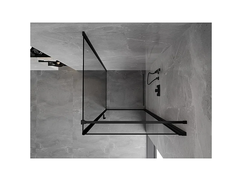 Mexen Mist-B hængslet brusekabine højre 80 x 80 cm, sort ramme, sort - 8A2T-080-080-70-70-P