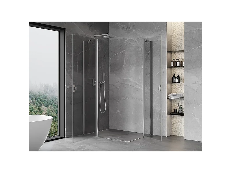 Mexen Mist Duo draaibare douchecabine 115 x 75 cm, transparant, chroom - 8A4-115-075-01-00