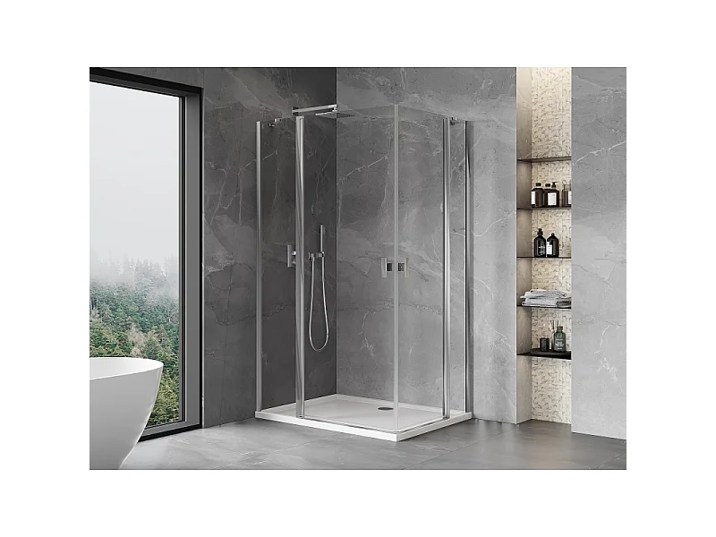 Mexen Mist Duo draaibare douchecabine 115 x 75 cm, transparant, chroom - 8A4-115-075-01-00
