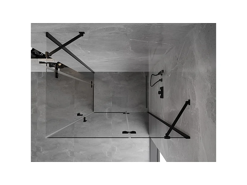 Mexen Mist-H Duo cabine de douche battante droite 70 x 90 cm, transparent, noir - 8A5-070L-090P-70-00