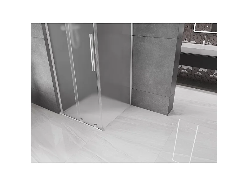 Mexen Velar L douchecabine schuifdeur 100 x 100 cm, matglas, chroom - 871-100-100-33-01