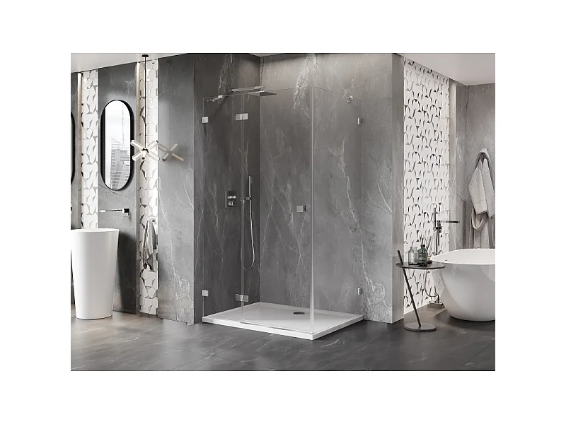 Mexen Lunar venstrehængslet brusekabine 95 x 80 cm, transparent, krom - 834-095-080-01-00-L