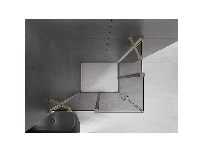 Mexen Velar Duo schuifdouchecabine 90 x 80 cm, grafiet, goud - 871-090-080-42-50
