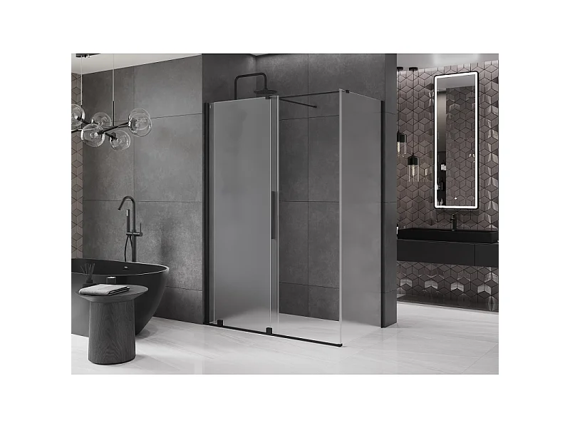 Mexen Velar douchecabine schuifdeur 130 x 70 cm, matglas, zwart - 871-130-070-31-70