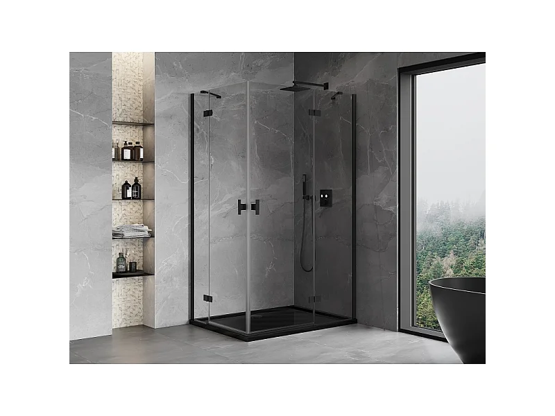 Mexen Mist-H Duo kabina prysznicowa uchylna prawa 100 x 110 cm, transparent, czarna - 8A5-100L-110P-70-00