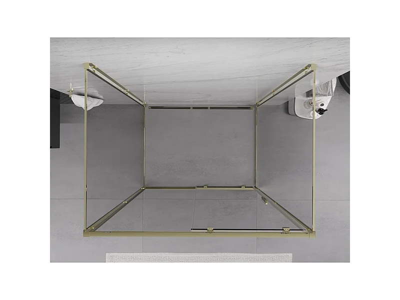 Mexen Exo-3S Kabina za prhanje s tremi stenami 115 x 75 cm, prozorna, zlata - 8151-115-075-50-00-3S