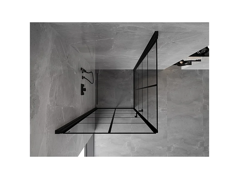 Mexen Mist-B Duo brusekabine, svingdør 80 x 80 cm, sort gitter, sort - 8A2-080L-080P-70-77