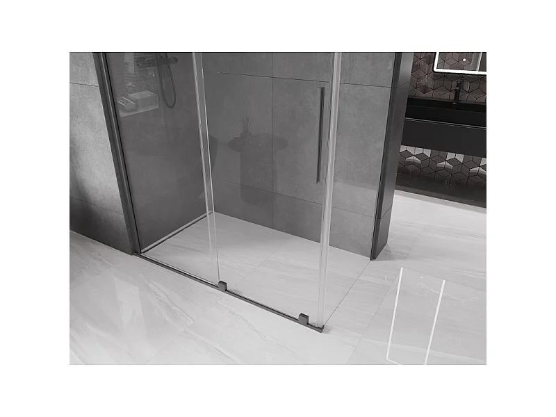 Mexen Velar schuifdouchecabine 160 x 75 cm, transparant, gun metal - 871-160-075-01-95