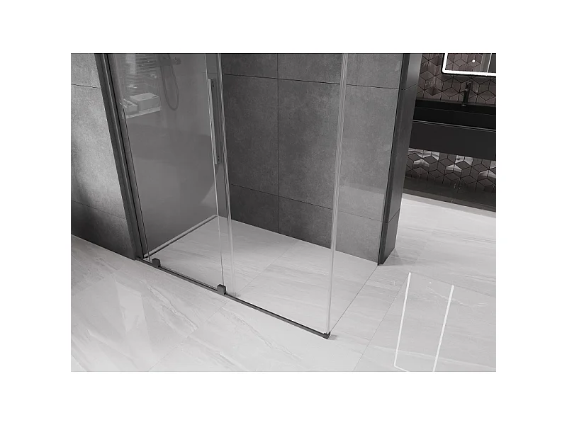 Mexen Velar schuifdouchecabine 160 x 75 cm, transparant, gun metal - 871-160-075-01-95