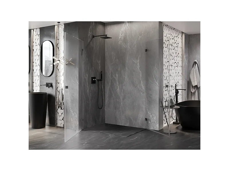 Mexen Lunar-B Duo hængslet brusekabine 90 x 85 cm, transparent, børstet gun gray - 832-090L-085P-66-00