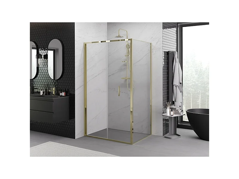 Mexen Exo cabine de douche pliante 75 x 100 cm, transparent, or - 816-075-100-50-00