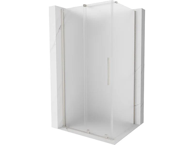 Mexen Velar schuifdouchecabine 100 x 70 cm, matglas, geborsteld nikkel - 871-100-070-31-97