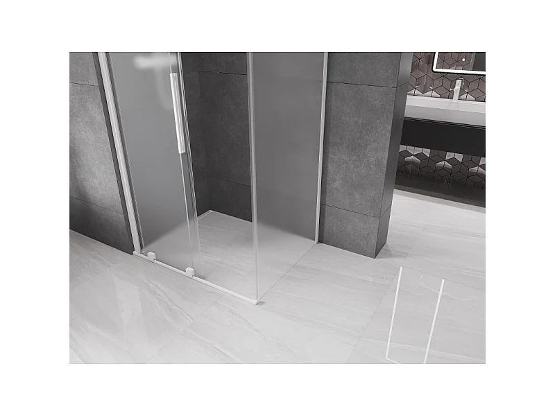 Mexen Velar schuif douchecabine 120 x 90 cm, matglas, wit - 871-120-090-31-20