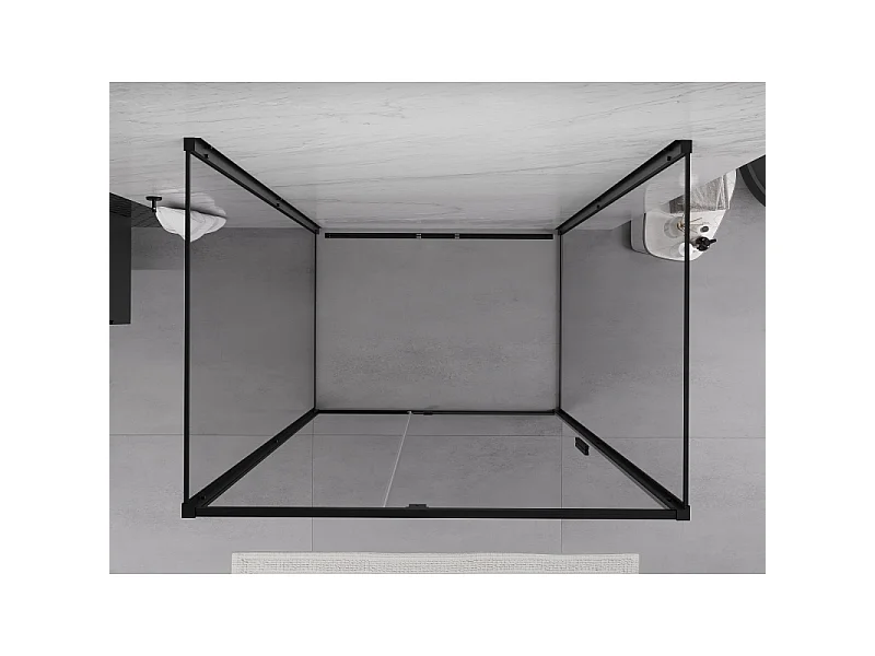 Mexen Exo-3S 3-zijdelijk draaide douchecabine 160 x 90 cm, transparant, zwart - 819-160-090-70-00-3S