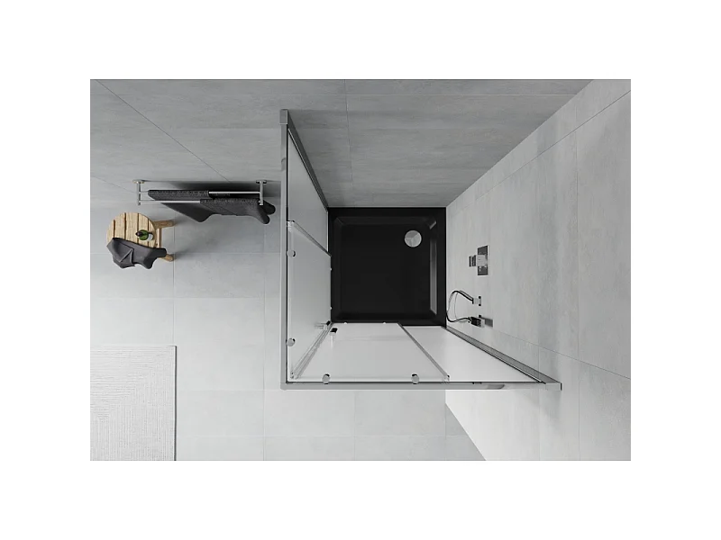 Mexen Rio vierkante douchecabine 70 x 70 cm, gesatineerd, chroom + Flat douchebak, zwart - 860-070-070-01-30-4070