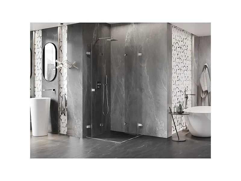 Mexen Lunar-F Duo folding shower cabin 85 x 85 cm, transparent, chrome - 836-085L-085P-01-00