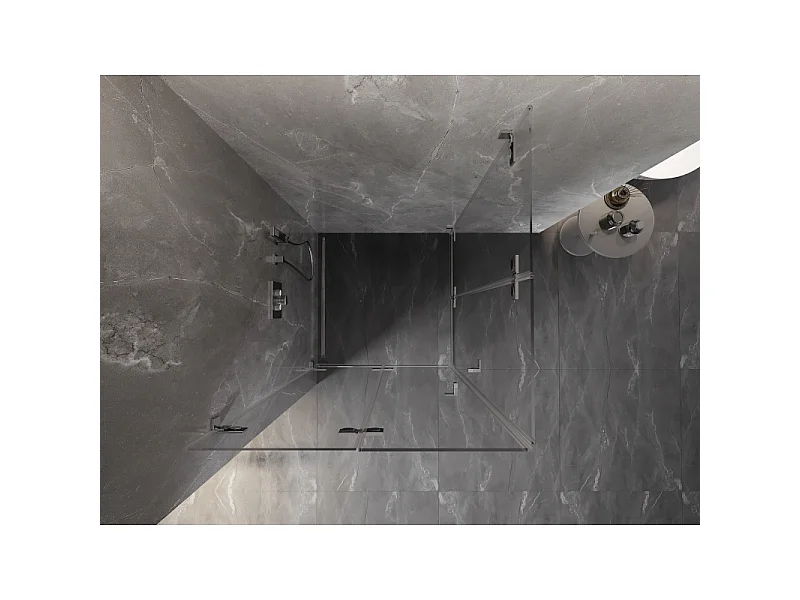 Mexen Lunar-F Duo folding shower cabin 85 x 85 cm, transparent, chrome - 836-085L-085P-01-00