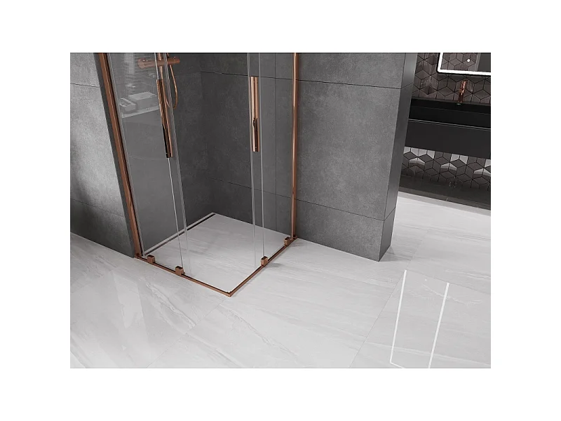 Mexen Velar Duo Schiebedusche 100 x 100 cm, transparent, Roségold - 871-100-100-02-60