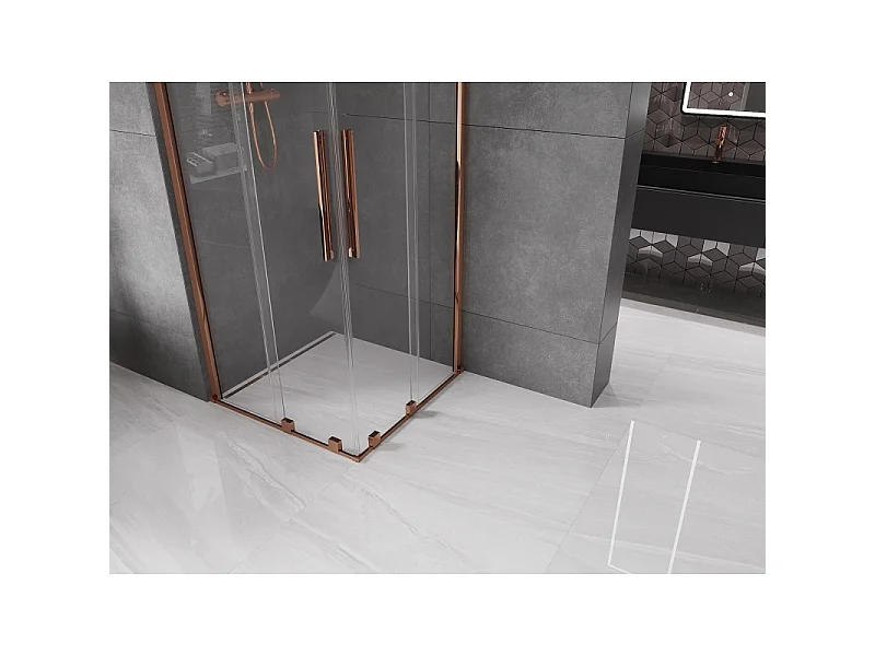 Mexen Velar Duo Schiebedusche 100 x 100 cm, transparent, Roségold - 871-100-100-02-60