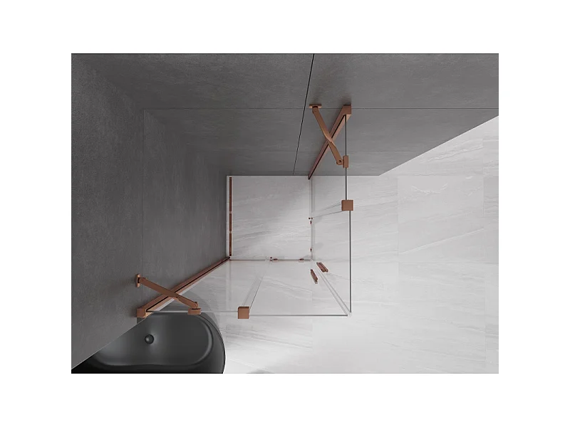 Mexen Velar Duo Schiebedusche 100 x 100 cm, transparent, Roségold - 871-100-100-02-60