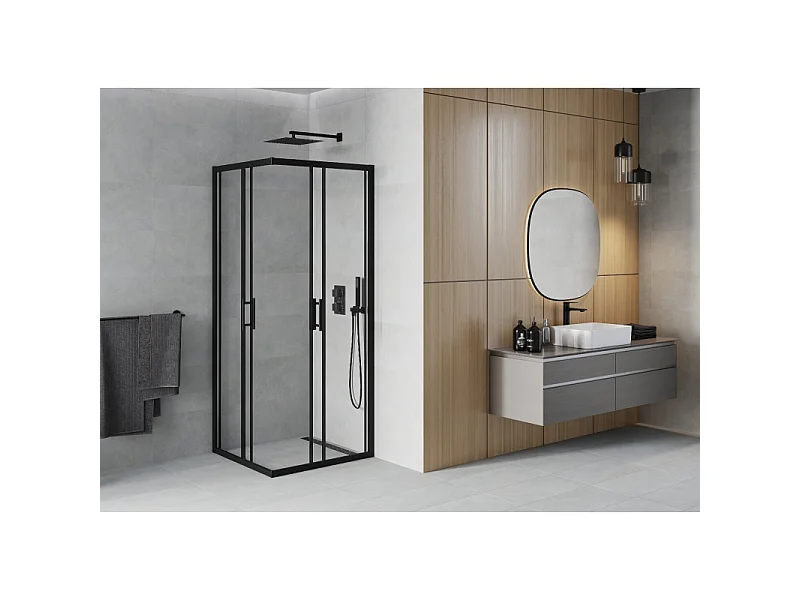 Mexen Rio vierkante douchecabine 90 x 90 cm, transparant, zwart - 860-090-090-70-00