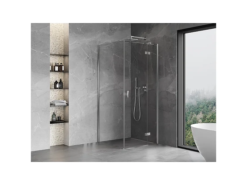 Mexen Mist-H T kabina prysznicowa uchylna prawa 90 x 90 cm, transparent, chrom - 8A5T-090-090-01-00-P