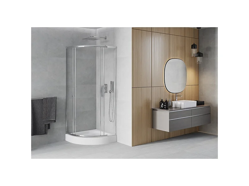 Mexen Rio ronde douchecabine 70 x 70 cm, transparant, chroom + douchebak, wit - 863-070-070-01-00-4710