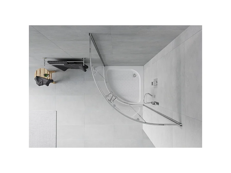 Mexen Rio ronde douchecabine 70 x 70 cm, transparant, chroom + douchebak, wit - 863-070-070-01-00-4710