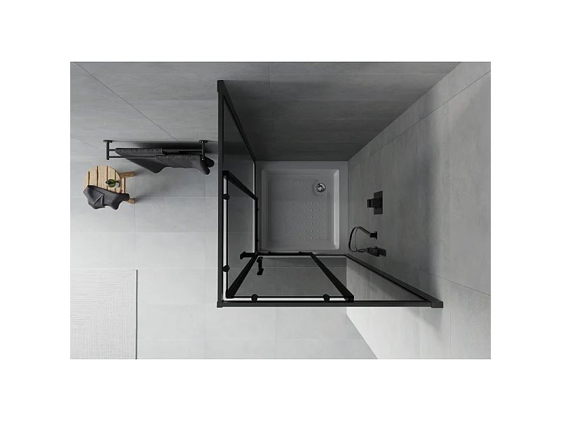 Mexen Rio kvadratisk brusekabine 80 x 80 cm, grafit, sort + brusebund, hvid - 860-080-080-70-40-4510