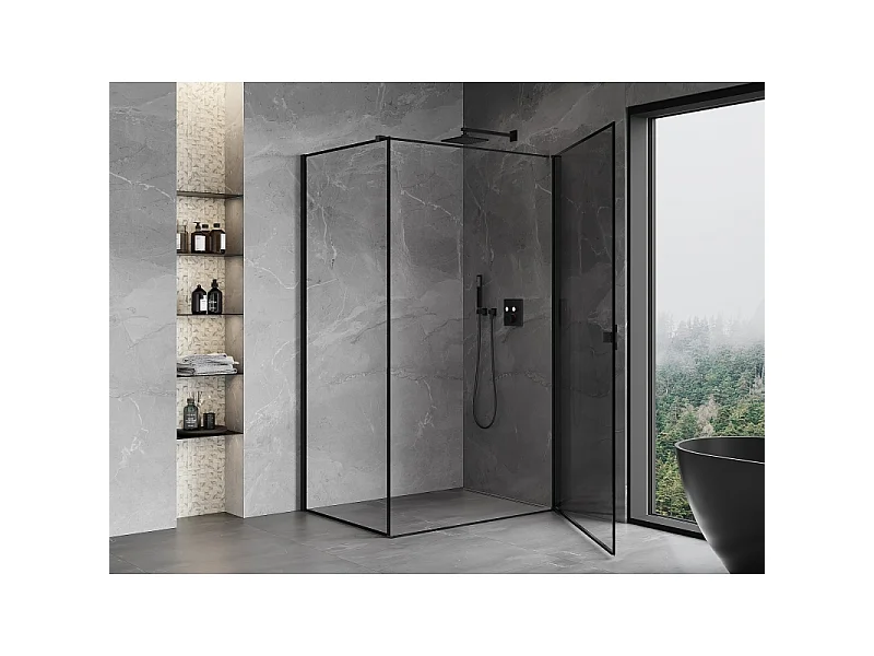 Mexen Mist-B right hinged shower cabin 70 x 80 cm, black frame, black - 8A2T-070-080-70-70-P