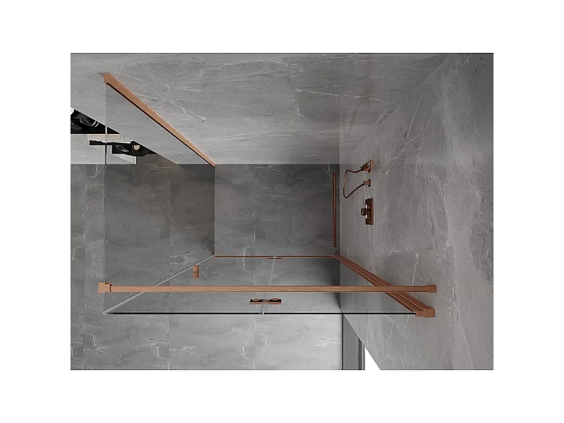 Mexen Mist-F T Right Folding Shower Enclosure 110 x 75 cm, Transparent, Brushed Copper - 8A6T-110-075-65-00-P