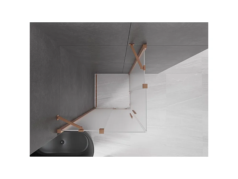 Mexen Velar Duo schuifdouchecabine 100 x 100 cm, matglas, geborsteld koper - 871-100-100-32-65